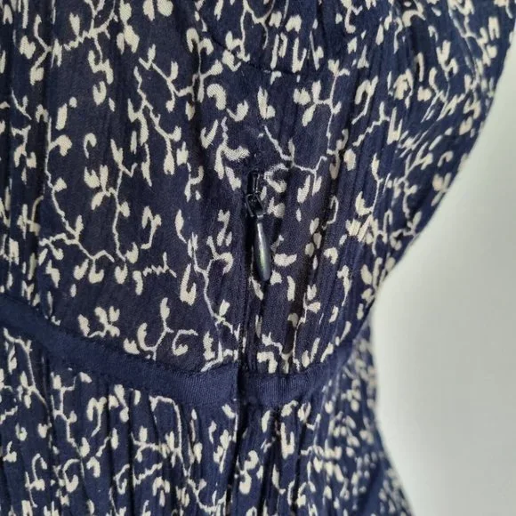 Ulla Johnson Malena Blue Floral Cotton Print 3/4 Sleeve Midi Dress Size 10 - Picture 5 of 9